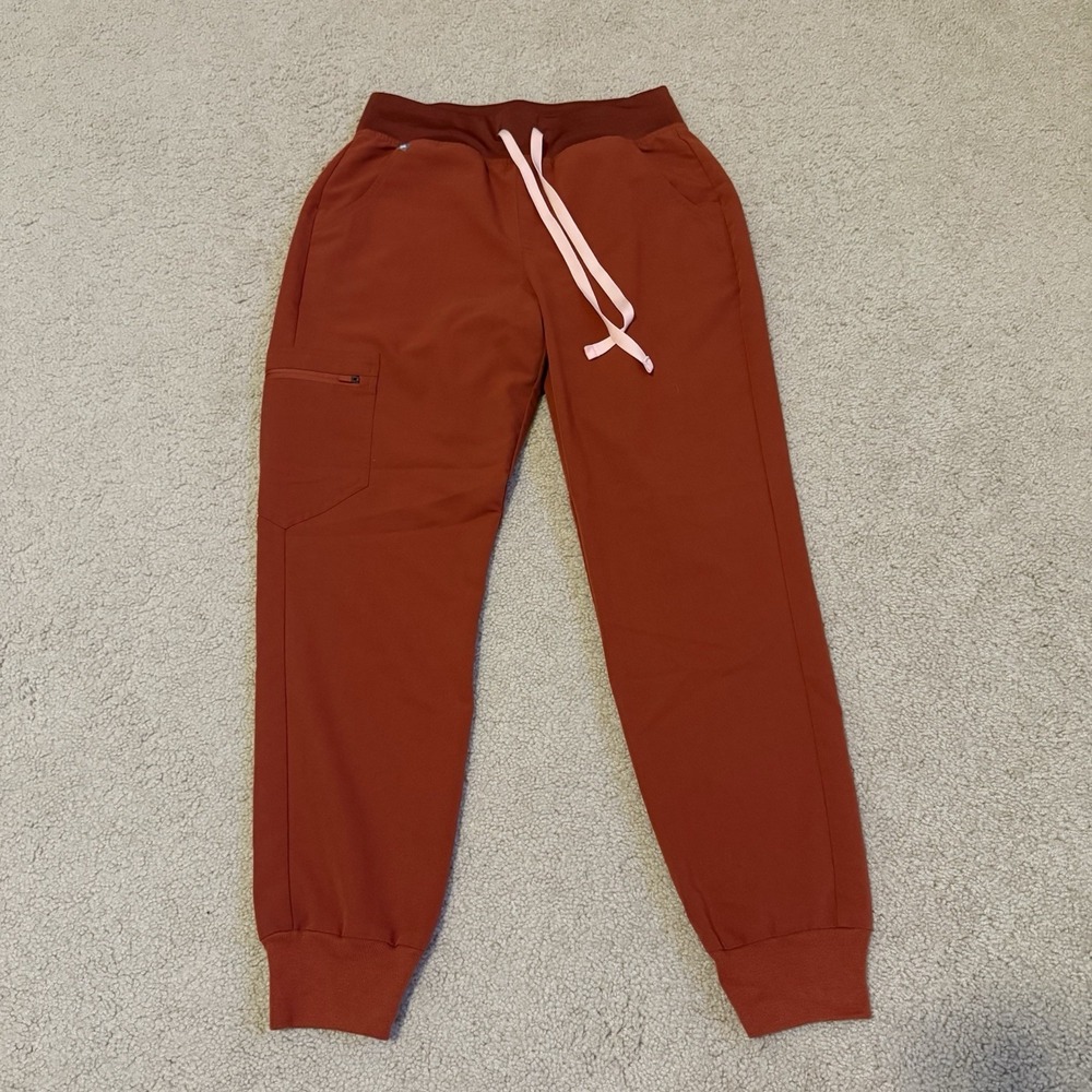 Figs Small Petite Auburn Orange High Waisted Yola Skinny Scrub Pants